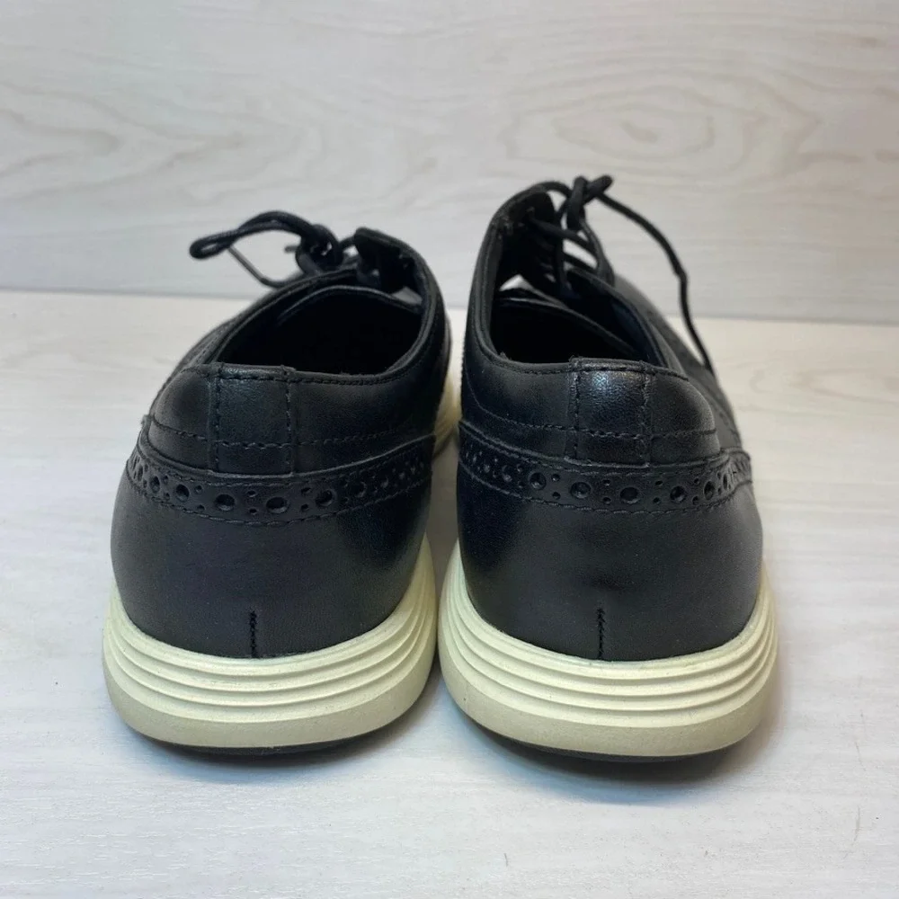 Cole Haan Mens 10 OriginalGrand Wingtip Oxford Black Leather Dress Shoes C29413